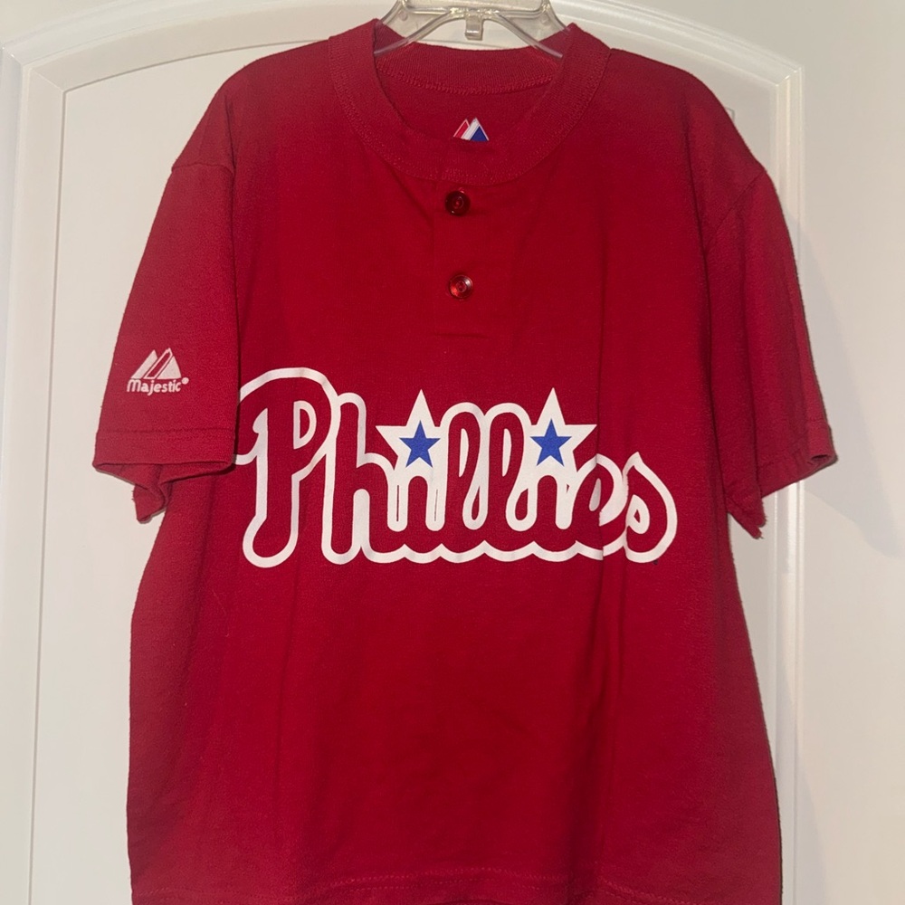 Majestic Red Apparel with Blue and White Logo